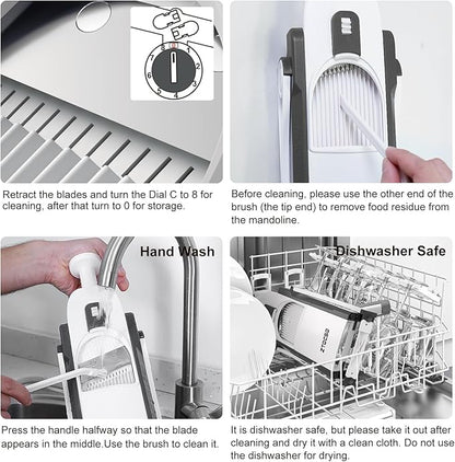 5 in 1 Mandoline Slicer for Kitchen, Safe Vegetable Chopper & Adjustable Mandoline Slicer. Easy to Clean, can't Detachable Blade, Vegetable Slicer can Cut Slicing, Strips,Shredding, Dicing,Chop