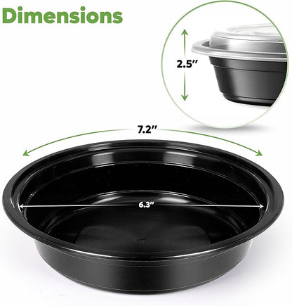 Comfy Package [Case of 150 24 oz. Round Meal Prep Containers Reusable - Microwaveable, Dishwasher and Freezer Safe, BPA-Free, Portion Control and Convenience Food Storage with Lids, Stackable