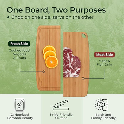 Dishwasher Safe Bamboo Cutting Boards Durable Lightweight Wood Cutting Board for Busy Kitchen, Easy Clean Wooden Chopping Boards with Juice Groove Set of 3 (L+M+S)
