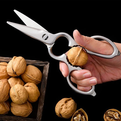 Stainless Steel Kitchen Shears Heavy Duty Full-Steel Forged Metal Scissors for Food, Professional Chef Shears Bone Cutting Meat Pizza Scissors Kitchen Utensils Come Apart, Silver