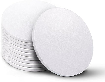 10-Pack Round White Cake Drum Board 12 Inch Sturdy 1/2 Inch Thick Full Wrap Edge Cake Base for Heavy Tiered Cakes(12" White)