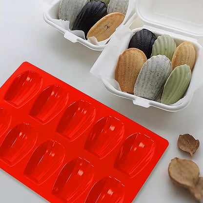 Madeleine Pans for Baking, Non-stick Silicone Madeleine Cookies Trays for Baking, 3Pcs Shell Shape Madeleine Mold Cake Pans (Regular(10-Cavity))