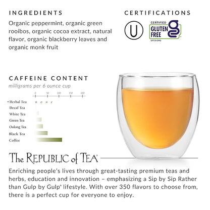 The Republic of Tea - Peppermint Bark, Cool Winter Herb Tea, 36 Tea Bags, Caffeine-Free