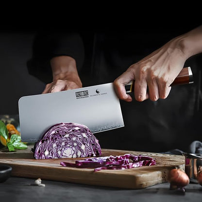 HOSHANHO Cleaver Knife 7 Inch, Razor Sharp Japanese High Carbon Steel Meat Cleaver, Professional Kitchen Chopping Butcher Knife for Meat Vegetable Cutting