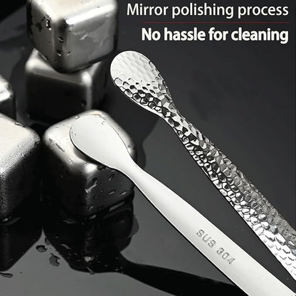 4Pcs 4.3" Stainless Steel Mini Ice Tongs – Ideal for coffee bars, tea parties, dessert events & kitchen use (sugar/ice buckets, appetizers). Available in shiny/textured surface styles for versatile