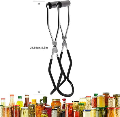 Eeoyu Canning Jar Lifter Tongs Stainless Steel Jar Lifter with Grip Handle for Home Kitchen (Black)