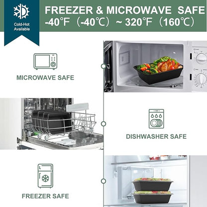 50 Pack (100-Piece) Meal Prep Containers 24 oz, Leakproof Plastic Food Storage Containers with Lids, Disposable To Go Food Containers, BPA-Free, Stackable, Microwave, Dishwasher & Freezer Safe