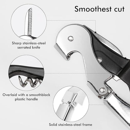 Professional Waiter Corkscrew Wine Openers Set, Heavy Duty Stainless Steel Hinges Wine Key for Restaurant Waiters, Sommelier, Bartenders