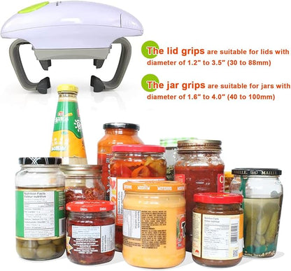 Electric Jar Opener for Arthritis Hands, Automatic Glass Jar Opener for Seniors, Bottle Opener for Weak Hands RA Suffers, Powerful Kitchen Gaget Suitable for Different Sizes of Jars