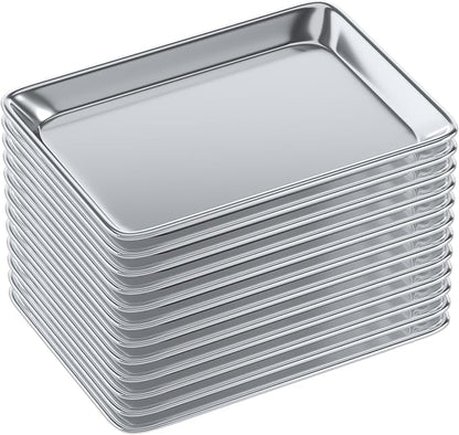 Pack of 12 | 10 in. x 13 in. Quarter Size Aluminum Bun. / Sheet Pan | Ideal for baking, roasting, cooling, prepping, or storing - a must-have in restaurants, bakeries, and busy kitchens.