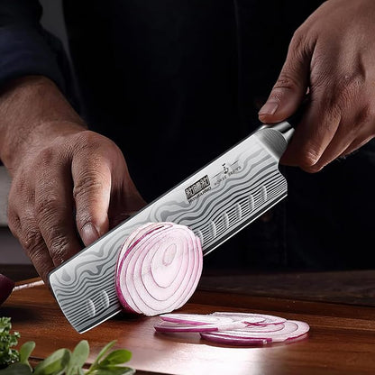 HOSHANHO 7 Inch Nakiri Knife, Japanese High Carbon Powder Steel Vegetable Cleaver Knife for Chopping, Razor Sharp Multipurpose Asian Chef Knife with Ergonomic Handle