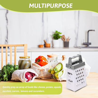 6 Pcs Mini Cheese Grater Professional Small Box Grater Stainless Steel Handheld Slicer with 4 Sides Food Shredder Safe Zester for Kitchen Cheese Garlic Ginger Vegetable Potatoes