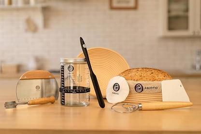 Sourdough Bread Baking Supplies and Starter Kit - Ultimate Bread Making and Sourdough Starter Kit with Proofing Baskets, Sourdough Jar, Bread Lame, Scrapers and Danish Whisk