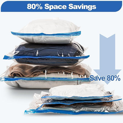 VMstr 15 Pack Travel Vacuum Storage Bags with USB Pump, Vacuum Packing Seal for Luggage and Suitcase, Space Saver for Clothes and Clothing Travel