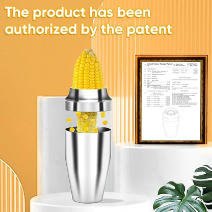 YYP Corn Cutter Peeler, Corn Cob Stripper with Cup [No Splatters or Mess], 304 Stainless Steel Corn on the Cob Remover Kitchen Tool, Corn Kernel Shucker Separator Slicer with Serrated Sharp Blade