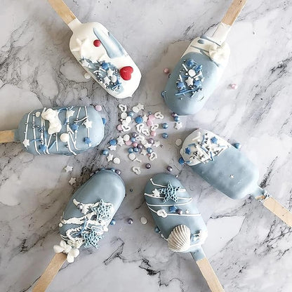 Popsicles Molds, Ozera 2 Pack Homemade Cake Pop Molds, Reusable Silicone Ice Pop Cream Maker Cakesicle Molds with 50 Wooden Sticks & 50 Bags