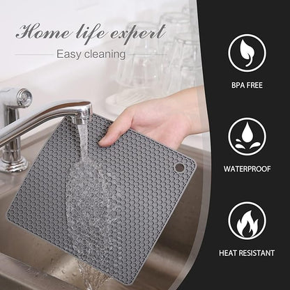 Joyhalo Trivets for Hot Dishes - Hot Pads for Kitchen, Silicone Pot Holders for Hot Pots and Pans, Silicone Mats for Kitchen Countertops, Table, Flexible Easy to Wash and Dry