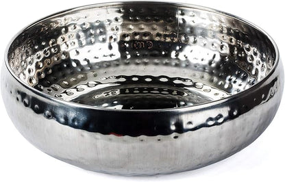 Salad Bowl and Serving Utensils - Hammered Detailing - Stainless Steel Mixing Bowls with Lids- Luxurious Serving Bowls (12" Hammered Salad Bowl)