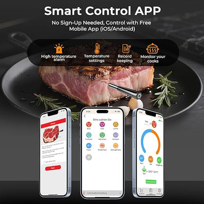 BlueSwan Wireless Meat Thermometer Digital, Food Thermometer Bluetooth 820 ft Range with APP for Grill, Smoker, Oven, Magnetic Design for BBQ, Cooking, Stocking Stuffers Christmas Gifts for Men