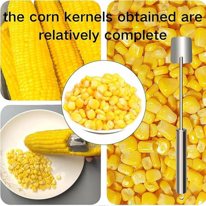 2025 NEW Long Handle Stainless Steel Corn Stripping Tool, Corn Cob Stripper,Corn Cutter, Corn Peeler,Easy Clean Corn Peeler Corn Cob Stripper Tool (2PC)