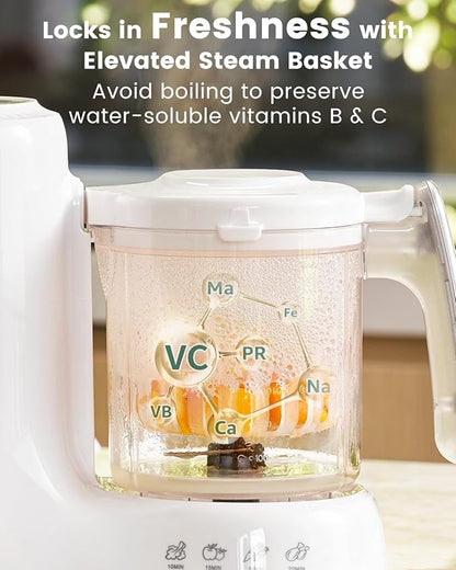GROWNSY Baby Food Maker with Steam Basket, One Step Baby Food Processor Steamer Puree Blender Grinder Mills Machine, Auto Cooking Grinding and Sterili-zing for Healthy Homemade Baby Food, BPA-Free