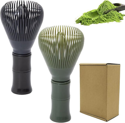 Resin Matcha Whisk Traditional Japanese Chasen Matcha Tea Whisk Gifts for Tea Lovers Reusable Plastic Matcha Whisk for Authentic Tea Preparation (Black+Green)