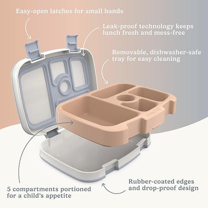 Bentgo Kids 5-Compartment Leak-Proof Bento-Style Lunch Box (Whimsy & Wonder Collection) - Ideal for Ages 3-7, Drop-Proof & Durable, Dishwasher Safe, & PFAS & BPA-Free Materials (Checker Gradient)