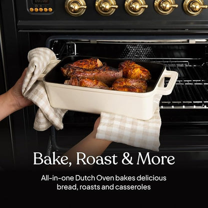 TOMO Cast Iron Bread Oven, 10" x 5" Full Size Loaf - Dutch Oven Bread Cloche with Steam Circulating Lid for Perfect Sourdough