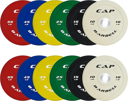 CAP Barbell 2-Inch Olympic Bumper Plate Weight Set with 6 Post Rack | 100-370 lbs | Multiple Options