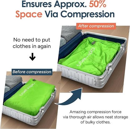 Vacuum Bags for Travel Luggage, Reusable Compression Bags for Carry On Suitcases and Backpack, Vacuum Seal Packing Cube for Cloth (1PC No Pump)