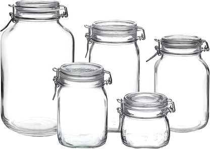 Bormioli Rocco Fido Clear Glass 5 Piece Canning Jar Set