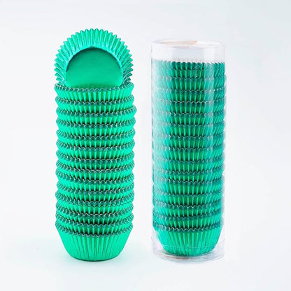 Gifbera Mini Foil Baking Cups Green, 300-Count Bright Foil Paper Green Cupcake Liners Mini Size