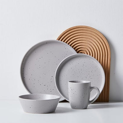 Stone lain Jade Stoneware Dinnerware Set, 32-Piece Service for 8, Light Gray