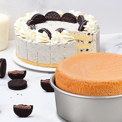 HomeMall 6 x 3 Inch Round Cake Pan Set of 3, Aluminum Baking Pans for Layer Cakes, Birthday Anniversary, Heavy Duty Non-Stick & Oven Safe, Commercial Grade Baking Tools for Home Kitchen