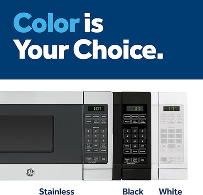 GE GCST07N1WBB Microwave Oven, 700-watt 6 Auto Cooking Settings, Child-Lock Technology, Kitchen Essentials for The Countertop, Dorm Room or Apartment, 0.7 Cu. Ft, Black
