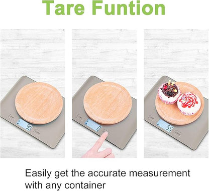 Food Kitchen Scale, Digital Grams and Oz for Cooking, Baking, and Weight Loss, Multifunction Food Meat Scale with LCD Display（Stainless Steel）