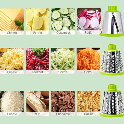 Cheese Grater with Handle, Multifunctional Manual Rotary Cheese Grater - Cheese Shredder Easily Chop Carrots, Potatoes, Vegetables and Fruits and Easy to Clean(Grey green)
