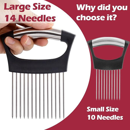 JAYVAR Extra-Large Onion Holder for Slicing, Large Tomato Slicer with 14 Long Needles, Onion Cutter Vegetable Chopper, Tomato Cutter Slicer Tool for Potato Slicing, Kitchen Gadgets Dicer Essentials