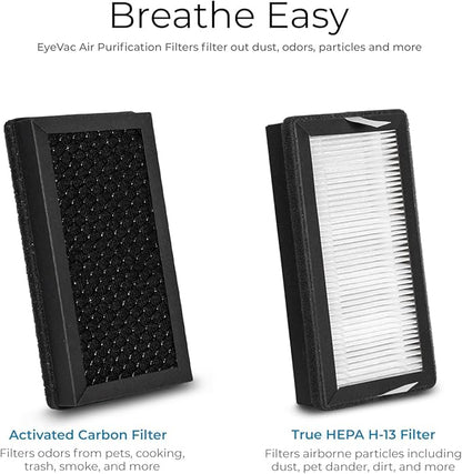 EyeVac Air 2-in-1 HEPA Air Purifier & Touchless Vacuum Automatic Dustpan - Ultra Fast & Powerful - Covers 600 Sq ft - Corded Canister Vacuum, Bagless, Automatic Sensors, 1000 Watt (White/Silver)