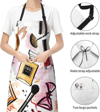 Men Women Apron, Adjustable Neck with 2 Pockets - Chef Apron for Cooking - Mom Dad Gift for Christmas, Birthday