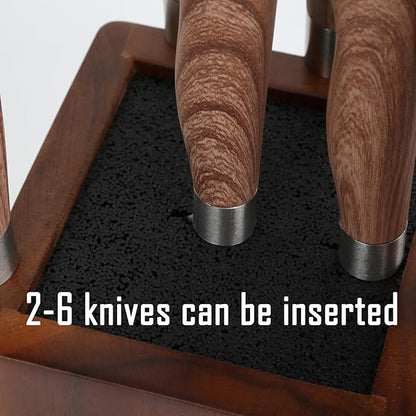 Magnetic Knife Block, Rotatable Knife Holder, Wooden Brown, Modern Style, Acacia Material
