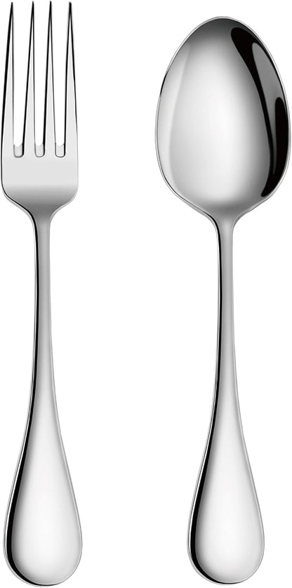 Artaste 56426 Rain 18/10 Stainless Steel Table LARGE SERVING Spoons and Forks Set, of 6 in Each, Silver