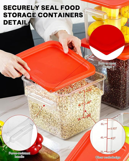 6QT Clear Food Storage Containers: 6 PCS[Food Grade][Hot&Cold Resistant] NSF Food Storage Containers with Lids for Home Restaurant Kitchen Storage Pizza Proof Dough, BPA Free
