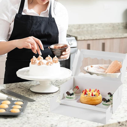 JCD 8pcs Cake Cupcake Combo Boxes with Clear Window and Cupcake Insert Fit 4 Cupcakes and 1 Mini Cake for Partry (1+4/8pcs)