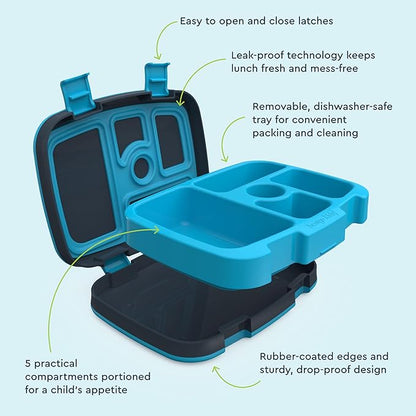 Bentgo Kids Prints Leak-Proof, 5-Compartment Bento-Style Kids Lunch Box - Ideal Portion Sizes for Ages 3-7, Durable, Drop-Proof, Dishwasher Safe, & PFAS & BPA-Free Materials (Dinosaur)