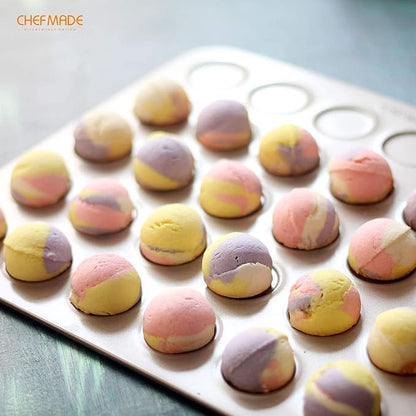 CHEFMADE Macaron Cake Pan, 30-Cavity Non-Stick Macaroon Biscuits Cookie Bakeware for Oven Baking (Champagne Gold)
