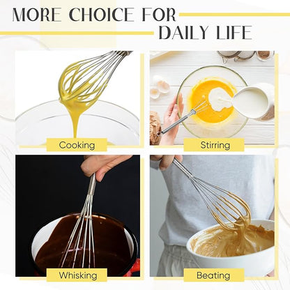 Baderke 10 Pcs 6 Inch Mini Whisk Bulk Small Whisks for Cooking 304 Stainless Steel Tiny Whisk for Baking, Whipping, Beating Eggs, Mixing Sauces, Blending Ingredients