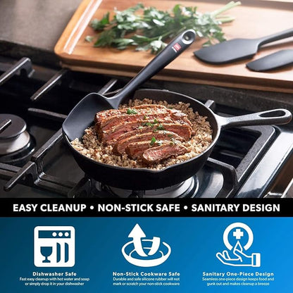 DI ORO Silicone Spoon Spatula - Forever Warranty - 600°F Heat-Resistant Large Silicone Spoonula Scraper - BPA Free Nonstick Cookware Safe Rubber Kitchen Utensil for Baking, Cooking, & Mixing (Mint)