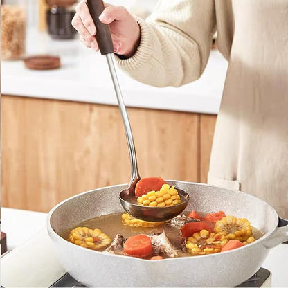 FJNATINH Spatula and Ladle - Set of 2 Wok Tools - Universal Wok Ladle and Spatula - Stainless Steel Cooking Utensils and Wok Accessories,14"-15"