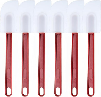 6 Pcs Commerical Rubber Spatula, 9.5-Inch Silicone Rubber Spatula Set High Heat Resistant, Commercial Grade Spatulas, Silicone Jam Scrapers for Baking, Nonstick & BPA-Free